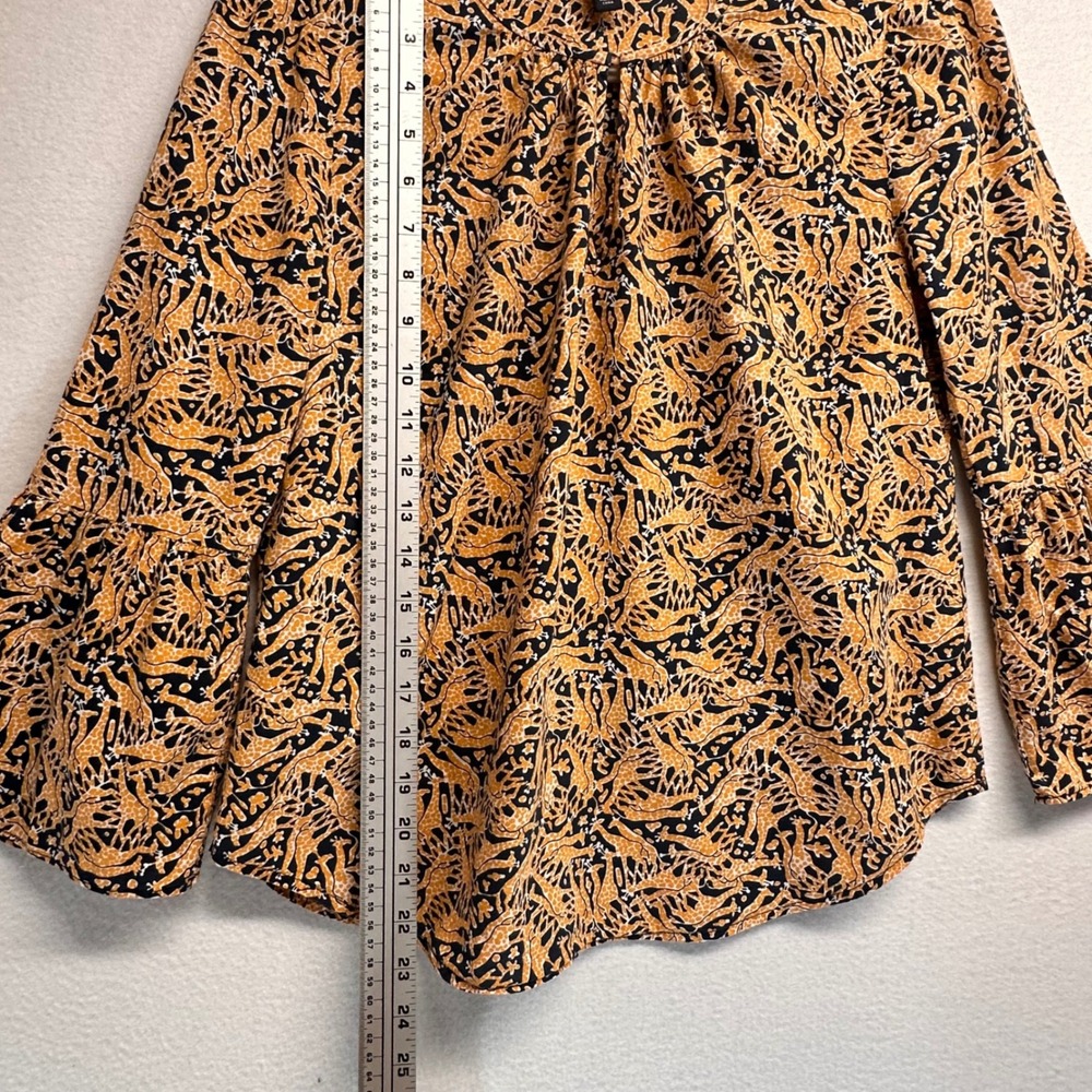 J.Crew Drake's London Top Womens 4 Giraffe Print Bell Sleeve Keyhole Popover - Picture 7 of 10